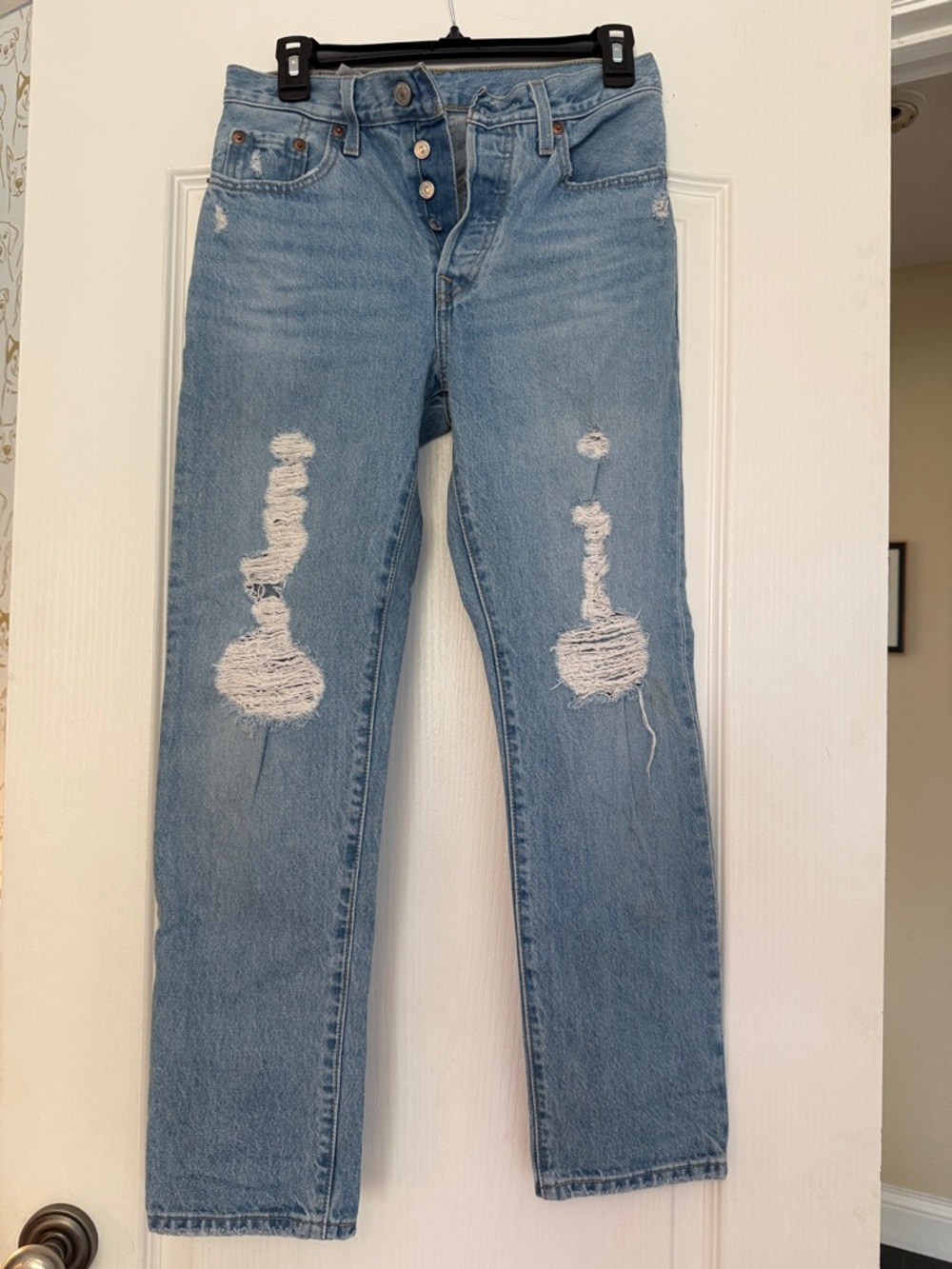 Levi's Light Blue Distressed 501 Jeans